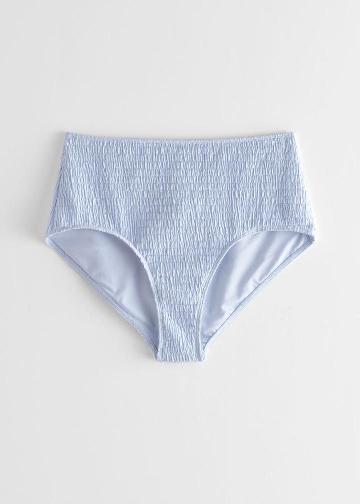 Other Stories Ruched High Waist Bikini Bottoms - Blue