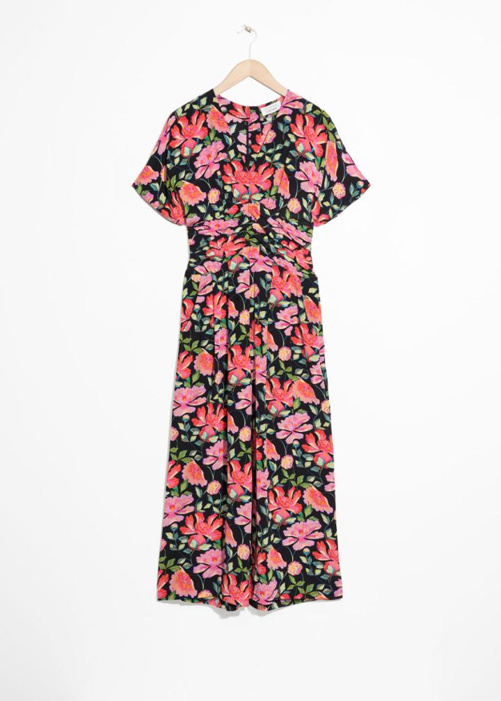 Other Stories Peony Print Jumpsuit - Black