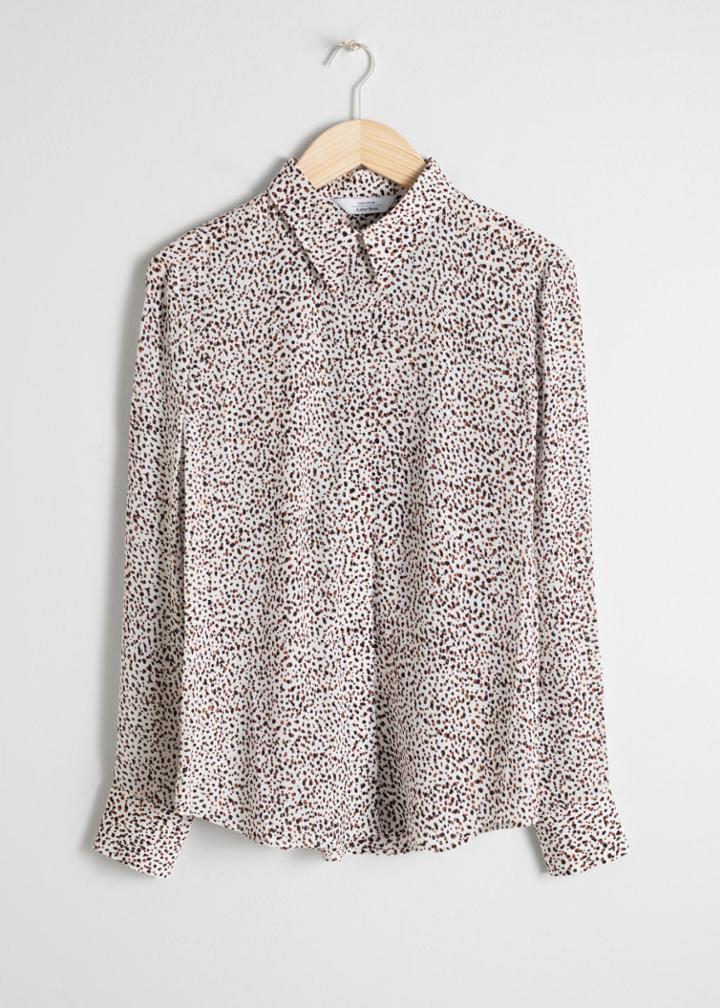 Other Stories Spotted Button Down Shirt - White