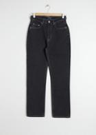 Other Stories Cropped Straight High Rise Jeans - Black