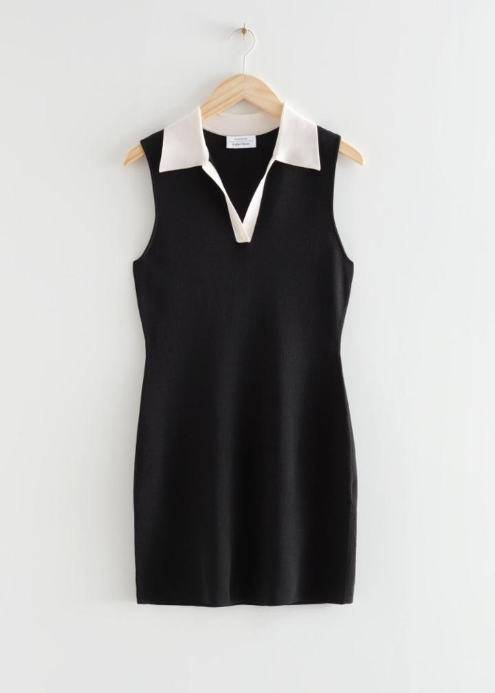 Other Stories Fitted Collared Mini Dress - Black