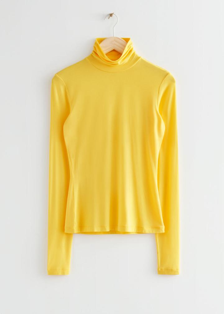 Other Stories Fitted Turtleneck Top - Yellow