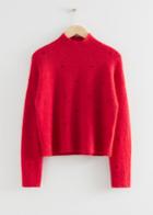 Other Stories Heart Embroidered Mock Neck Jumper - Red