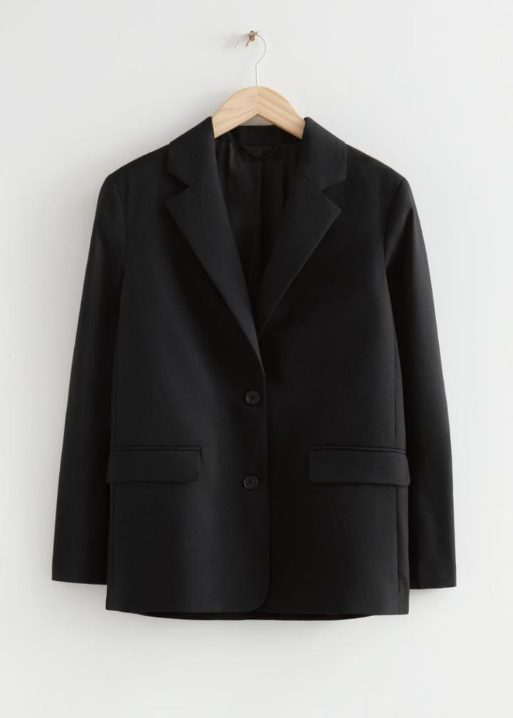 Other Stories Oversized Wool Blazer - Black
