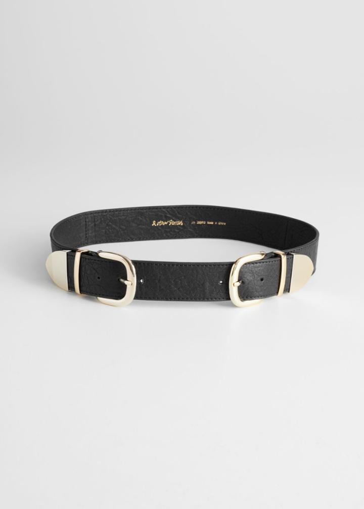 Other Stories Duo Buckle Western Belt - Black