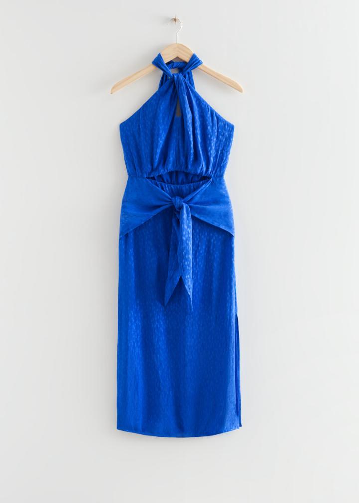 Other Stories Halter Cut-out Midi Dress - Blue