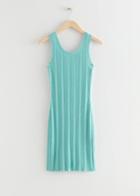Other Stories Ribbed Tank Midi Dress - Turquoise