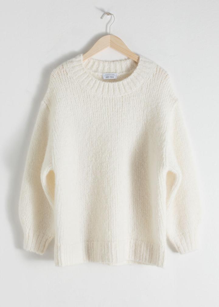 Other Stories Oversized Merino Wool Blend Sweater - White