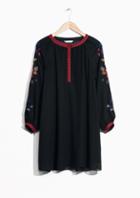 Other Stories Embroidered Bishop Sleeve Dress