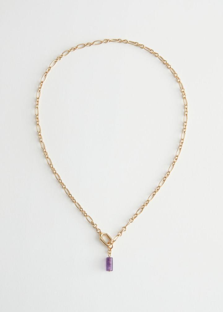 Other Stories Chain Pendant Necklace - Purple