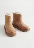 Other Stories Lined Leather Winter Boots - Beige