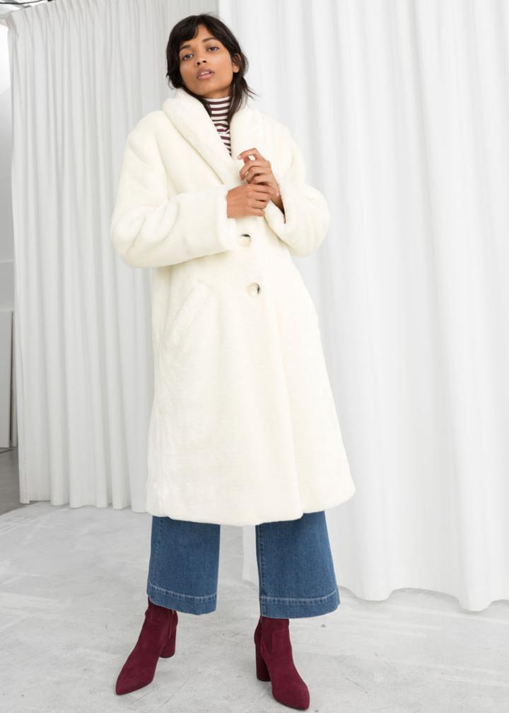 Other Stories Sunshine Faux Fur Coat - White