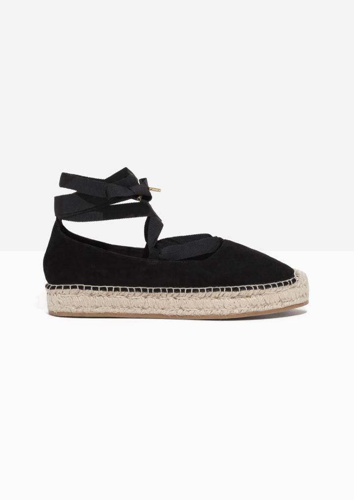 Other Stories Suede Ribbon Lace-up Espadrilles