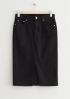 Other Stories Low Waist Denim Midi Skirt - Black