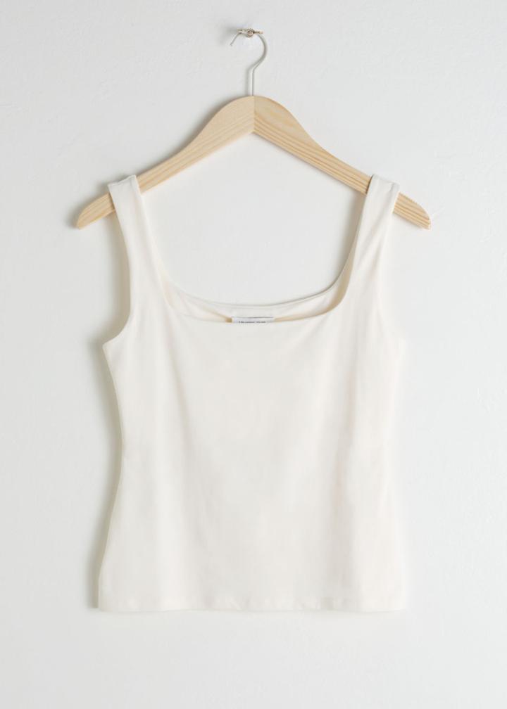 Other Stories Square Cut Tank Top - White