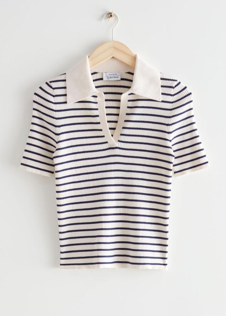 Other Stories Collared Short Sleeve Top - White