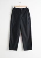 Other Stories Cropped Twill Workwear Trousers - Black