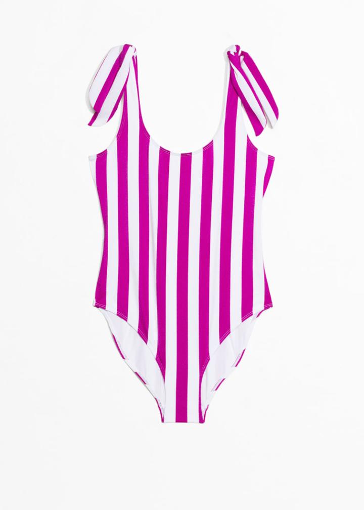 Other Stories Stripe Swimsuit - Purple