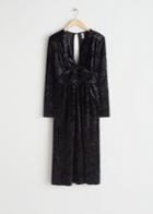 Other Stories Buttoned Velvet Midi Dress - Black