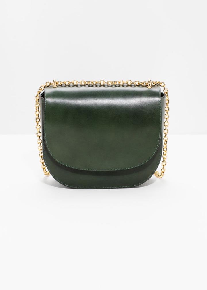 Other Stories Chained Leather Saddle Bag - Green