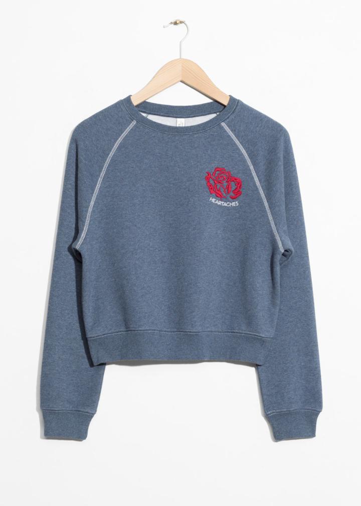Other Stories Heartaches Embroidery Sweatshirt - Blue