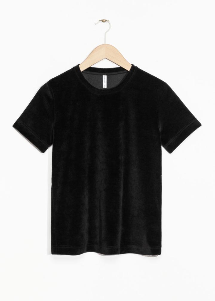 Other Stories Velour T-shirt - Black