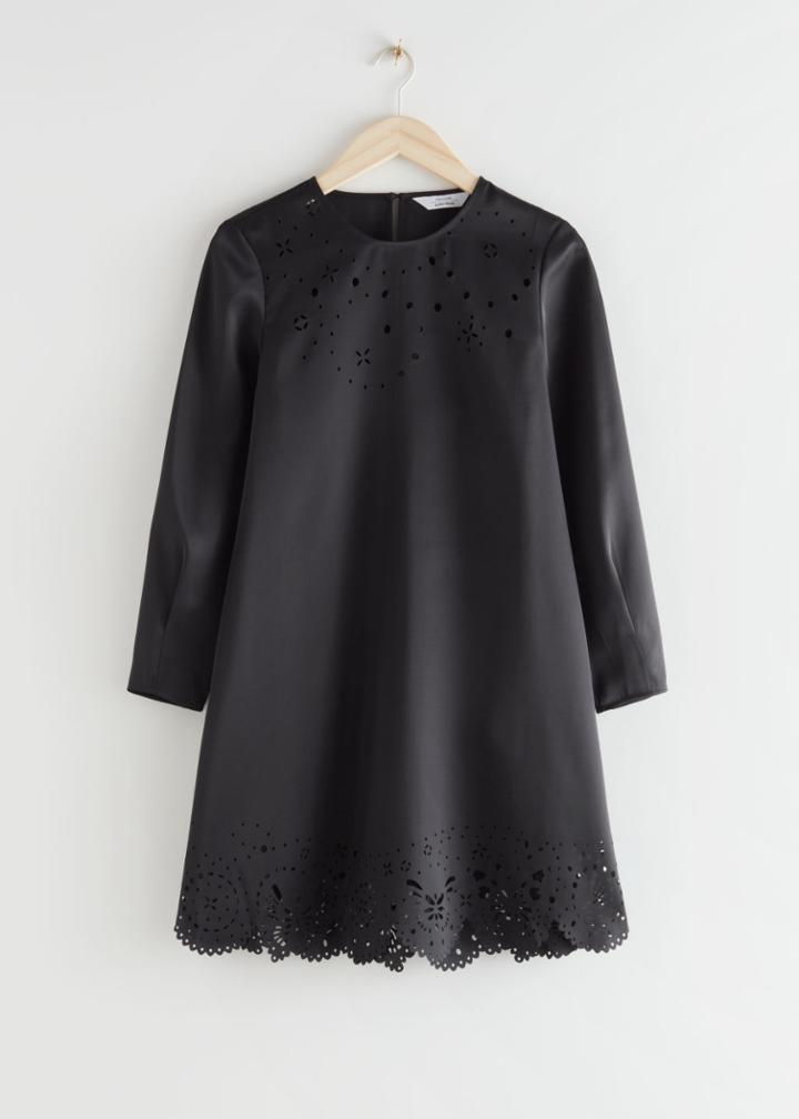 Other Stories Laser Cut Mini Dress - Black