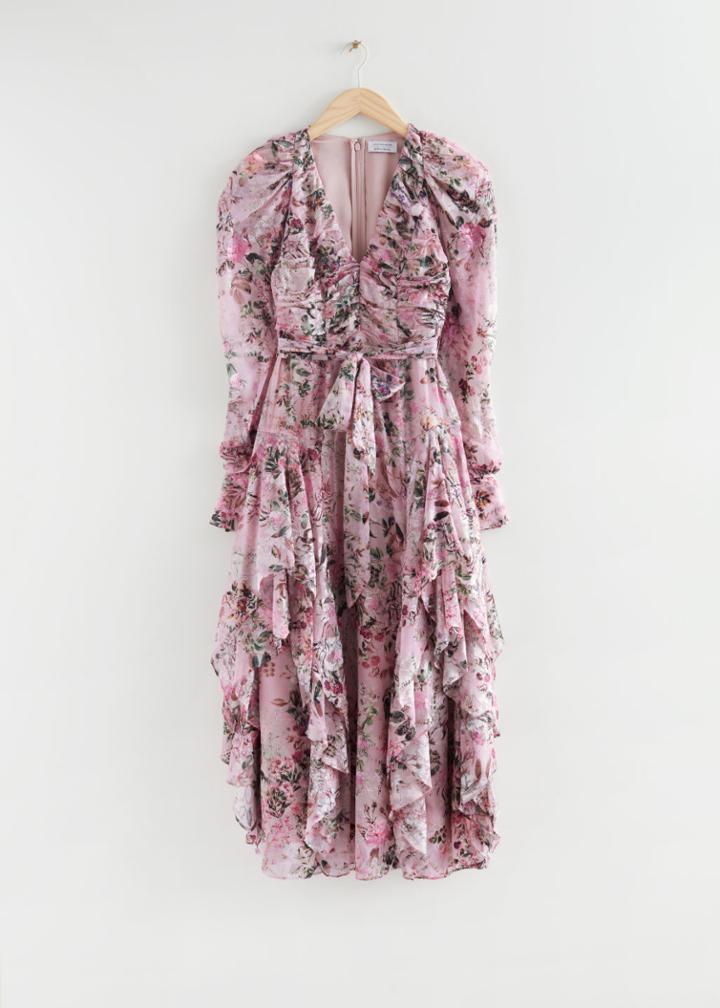 Other Stories Layered Ruffle Maxi Dress - Pink
