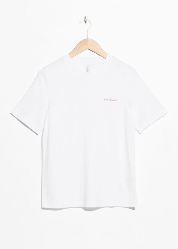 Other Stories Embroidered Pas Du Tout Tee - White