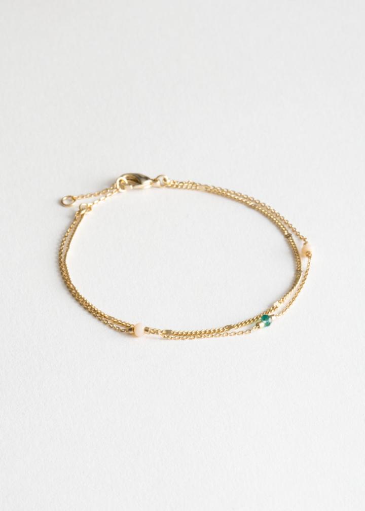 Other Stories Beaded Duo Chain Bracelet - Green