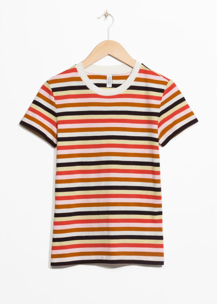 Other Stories Striped Organic Cotton Tee - Yellow
