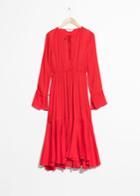 Other Stories Midi Tie Neck Dress - Red