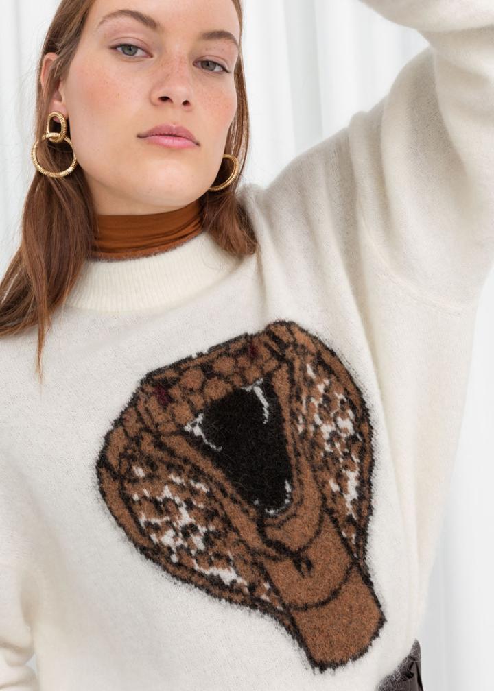 Other Stories Snake Head Knit Sweater - Beige