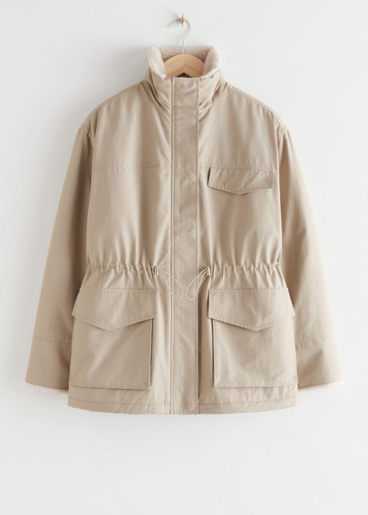 Other Stories Oversized Patch Pocket Jacket - Beige
