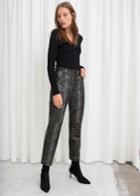 Other Stories Snake Embossed Leather Trousers - Grey