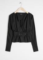 Other Stories Belted Wrap Blouse - Black