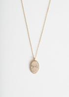 Other Stories Engraved Oval Pendant Necklace - Gold