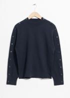 Other Stories Snap Button Sleeve Sweater - Blue