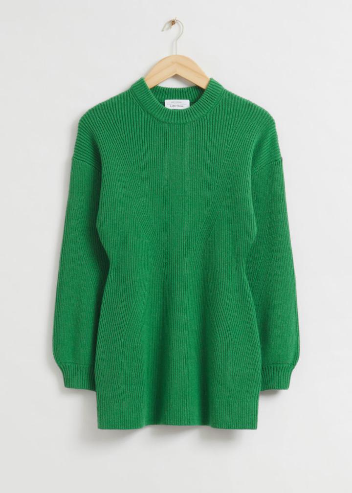 Other Stories Ribbed Hourglass Silhouette Sweater - Green