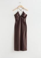 Other Stories Strappy Linen Midi Dress - Brown