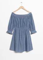 Other Stories Smocked Embroidered Dress - Blue