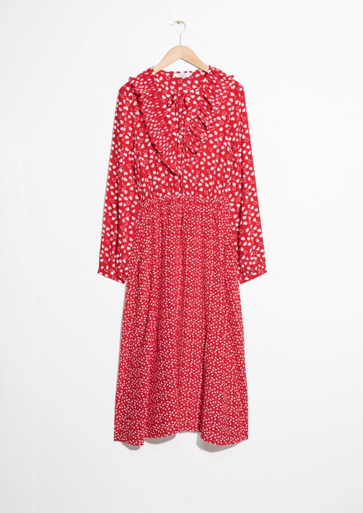 Other Stories Heart Printed Midi Dress
