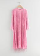 Other Stories Long Beaded Fringe Dress - Pink