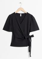 Other Stories D-ring Belted Wrap Top - Black