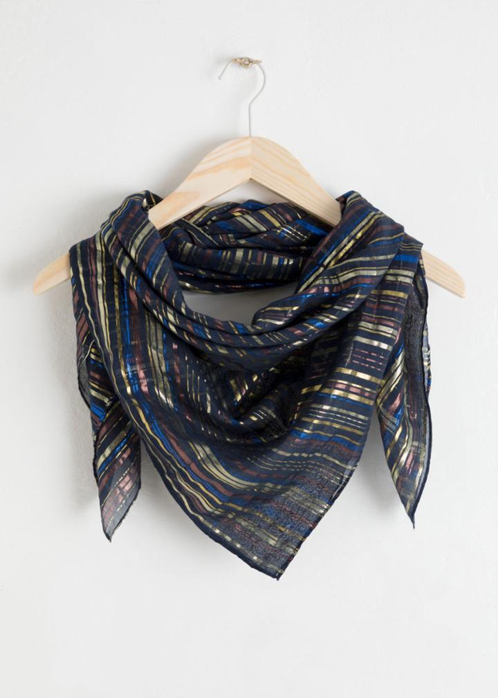 Other Stories Metallic Triangle Scarf - Blue