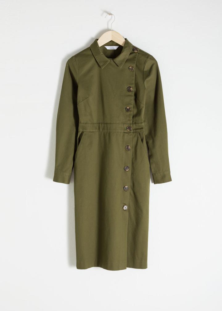Other Stories Cotton Utilitarian Midi Dress - Green