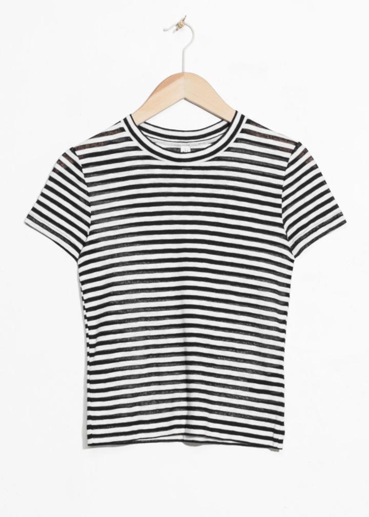 Other Stories Sheer Striped T-shirt - Black
