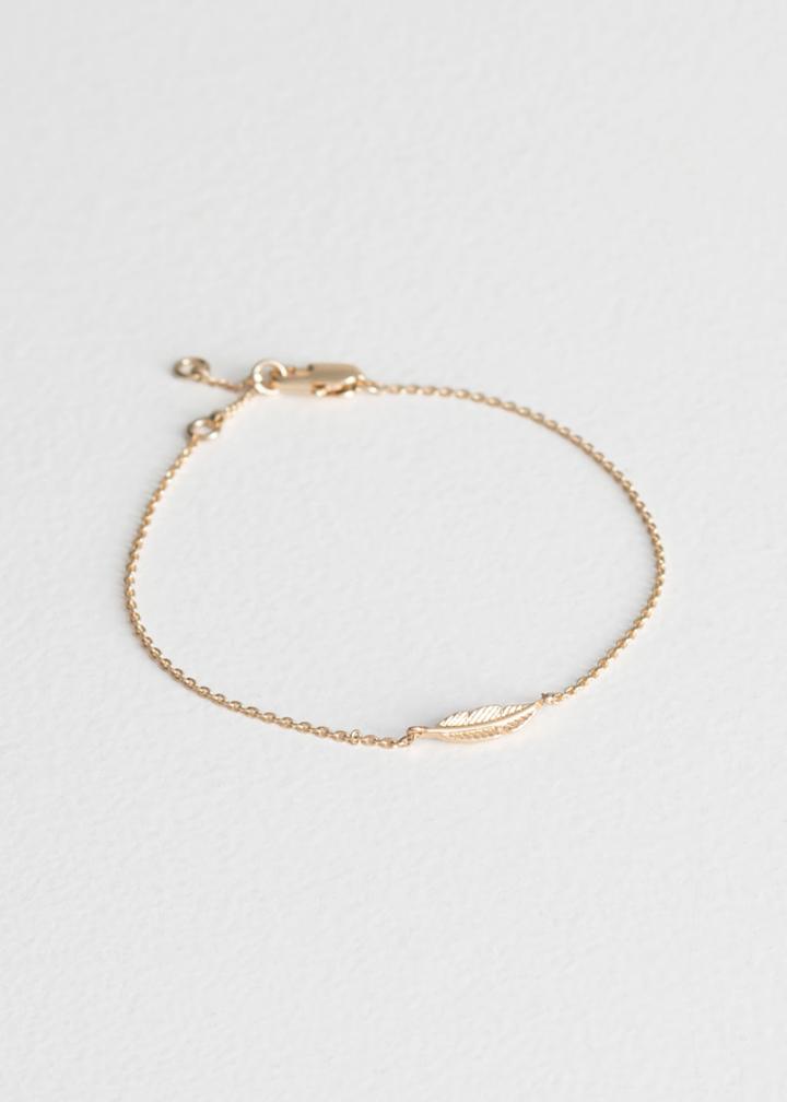 Other Stories Leaf Chain Bracelet - Gold