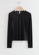 Other Stories Fitted Patterned Velvet Top - Black