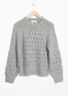 Other Stories Zig Zag Eyelet Sweater - Grey